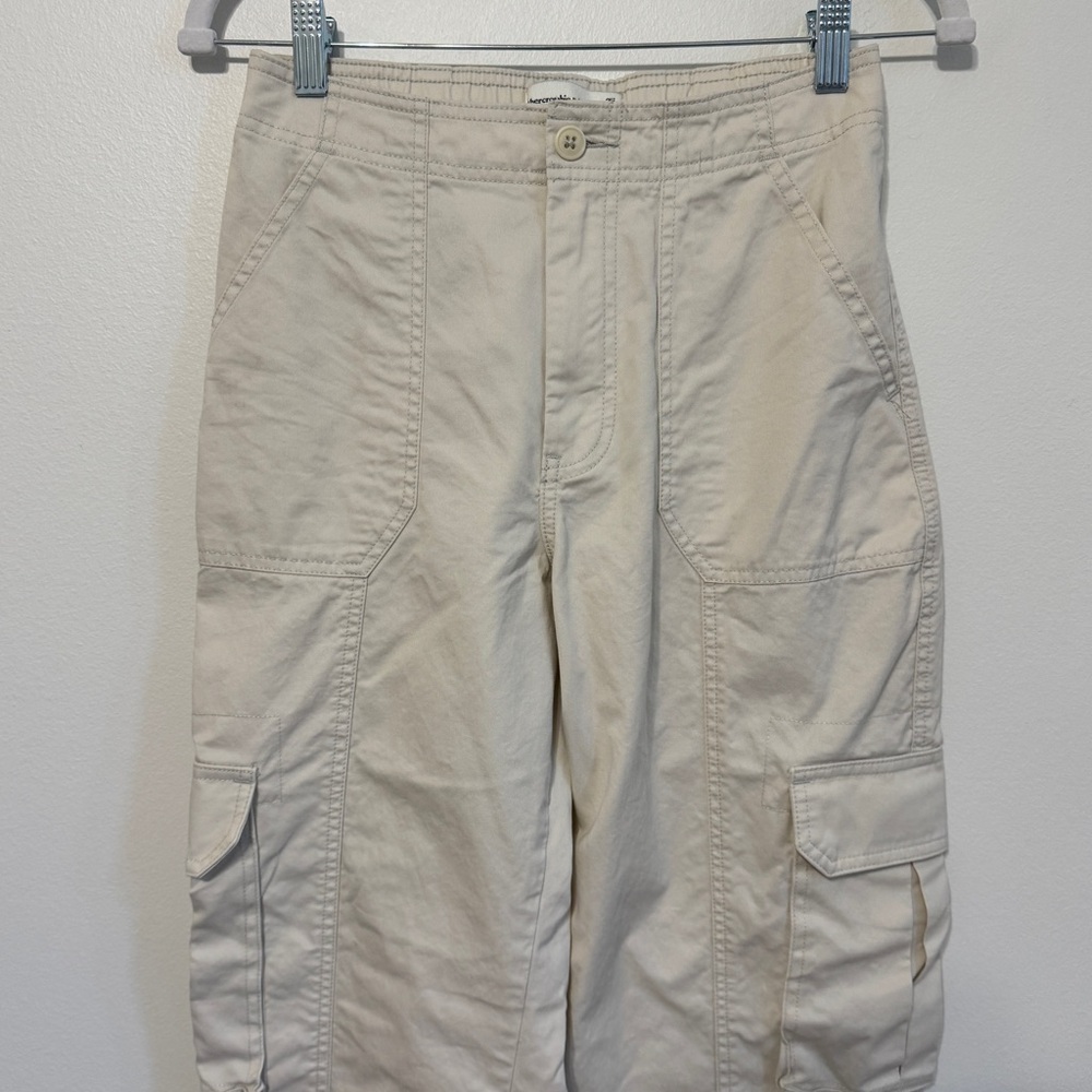 Abercrombie & Fitch Relaxed Fit Cargo Pants Size 25 / 0 Straight Wide Leg Curve - Picture 4 of 6